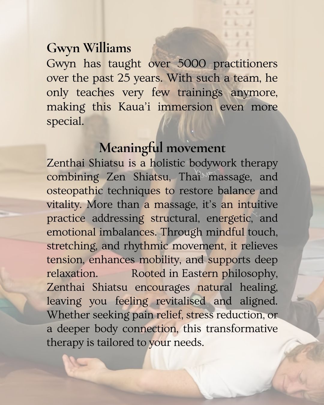 Zenthai Shiatsu Kaua'i - December 10th-13th